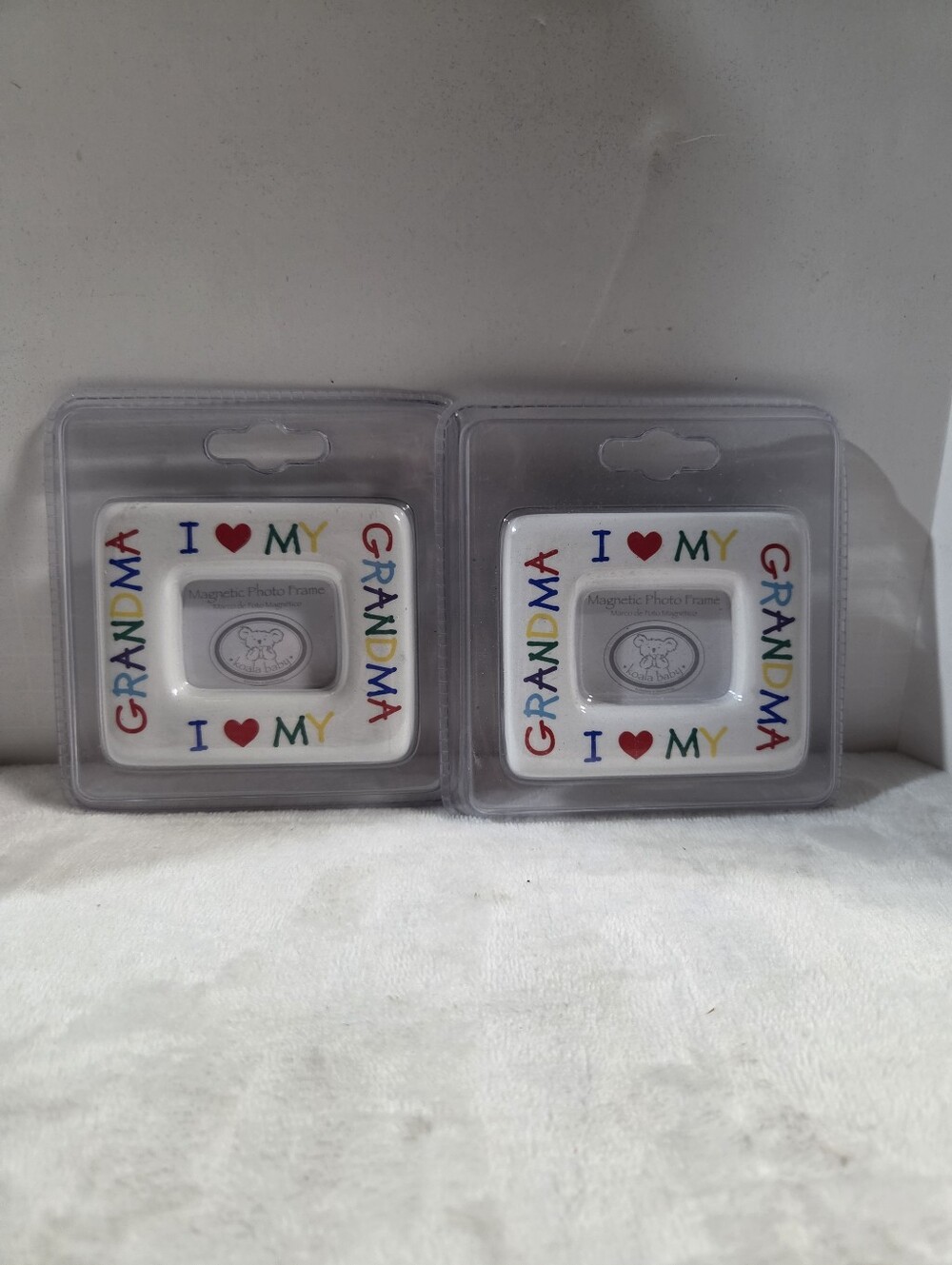 2 Vintage Koala Baby Silver Magnetic Photo Frames - ❤️